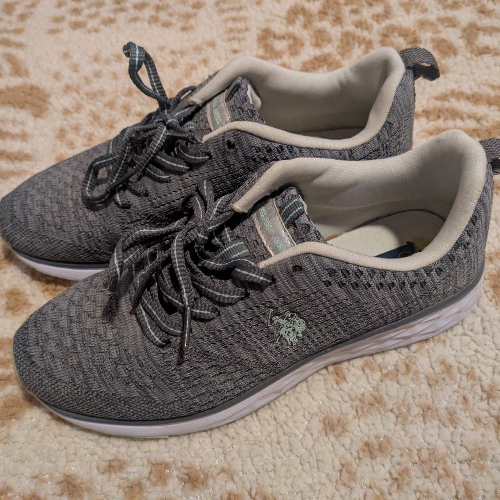 Polo Gray Knit Sneakers Size 8